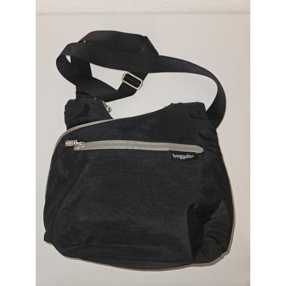 Baggallini Black Zipper Bag Crossbody Travel Bag 11.5x10
